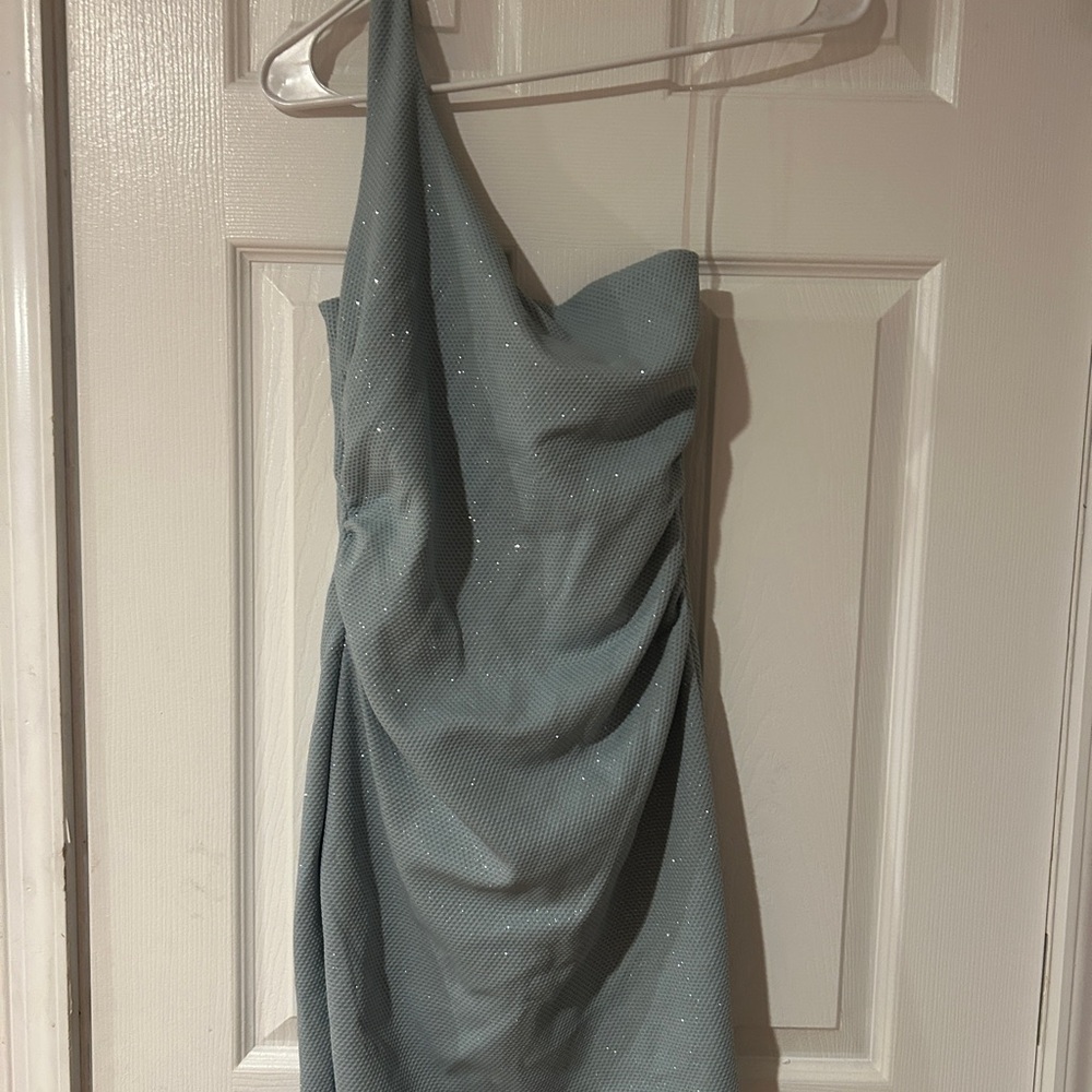 Emerald Sundae One-Shoulder Blue Dress Glittery Size Small